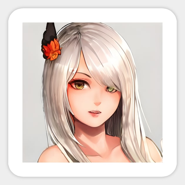 White Hair Anime Girl Sticker by animegirlnft